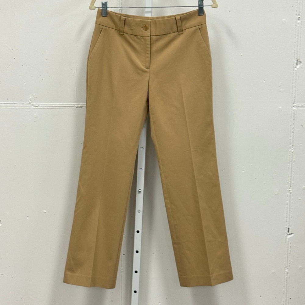 Talbots Petites Heritage Fit‎ Tan Camel Cotton Stretch Dress Pants Trousers 2P